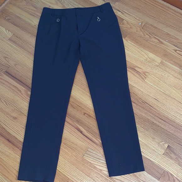 Mariella Rosario pants with silver zipper pull on 2 mock pockets. Made in Italy - Picture 1 of 9